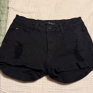 KanCan Black Distressed Jean Shorts